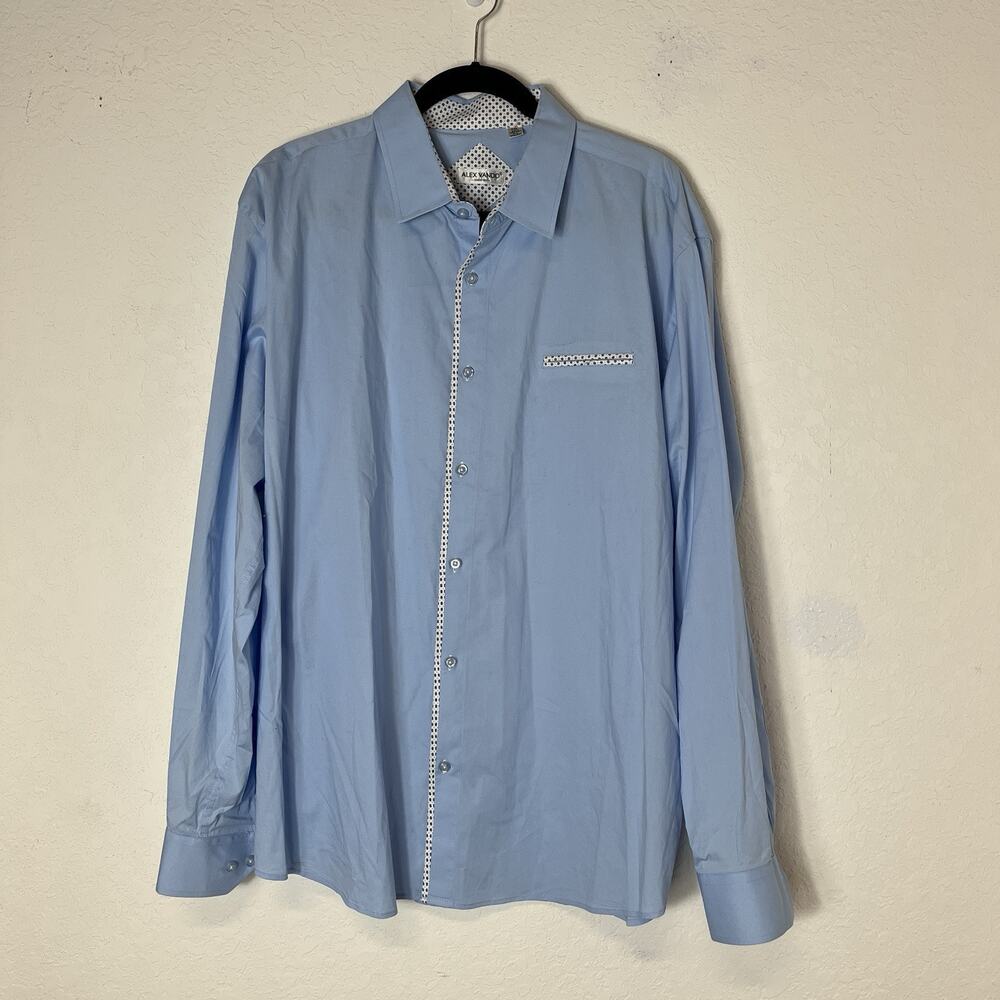 Alex Vando mens shirts light blue collared size XXL, cotton blend, classic